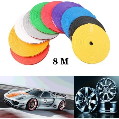 8M Auto Wheel Rims Protector Decor Color Strip Motor Vehicle Wheel Hub Tire Guard Line Rubber Mounding Trim Car Stickers Product