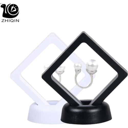 50sets Wholesale 70*70mm PET Membrane Jewelry Ring Earring Ancient Coin Display Box Stand Protect Jewelry Display Case 3D