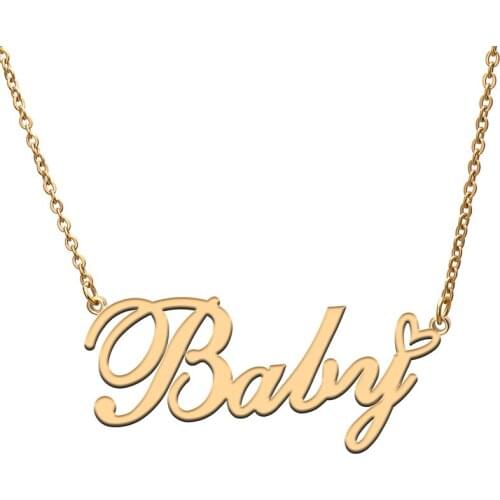 Love Heart Baby Name Necklace for Women Stainless Steel Gold & Silver Nameplate Pendant Femme Mother Child Girls Gift