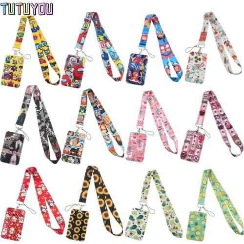 1pc PC2731 Anime Lanyard Card ID Holder Car KeyChain ID Card Pass Gym Mobile Phone Badge Key Ring Holder Jewelry For Friend Kid