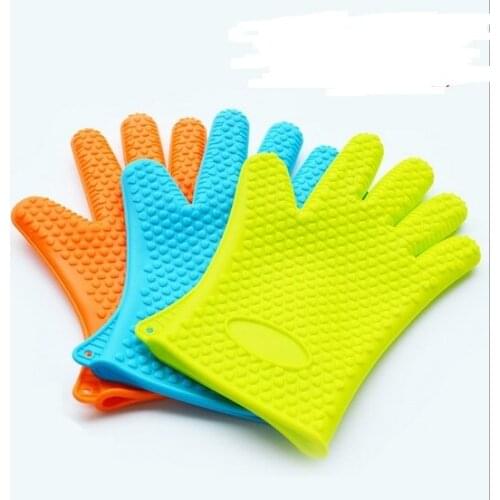 1PC Thicken Food Grade Silicone Oven Glove Heat Resistant Barbecue Drill Mitt Glove Kitchen BBQ Baking Tool Accessories ELB 029