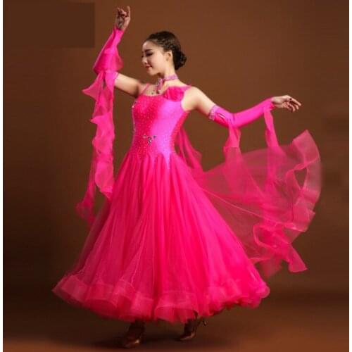 2017 Led Costume Costume Ballroom Dance Skirts Newest Design Woman Modern Waltz Tango Dress adult standard Competition Dress