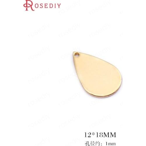 34405-G)20PCS 12*18MM Hole 1MM 24K Gold Color Brass Drop Shape Charms Pendants High Quality Diy Jewelry Findings Accessories