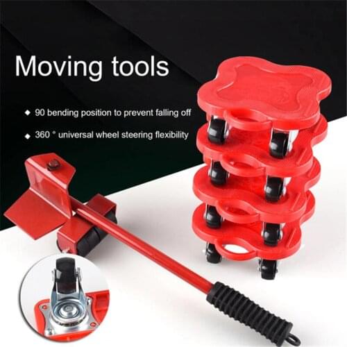 5PCS/Set Professional Heavy Furniture Lifting Tool Transportation Mover Wheel Rod Roller Refrigerator Bed Sofa Device Moving Set