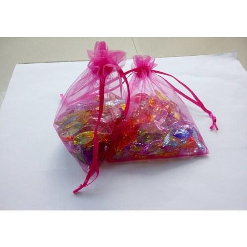 500pcs 10*15 Rose red gift bags for jewelry/wedding/christmas/birthday Organza Bags with handles Packaging Yarn bag