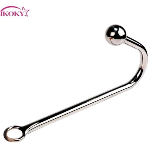 IKOKY Butt Plug with Ball Metal Anal Plug Dilator Stainless Steel Sex Toys for Men and Women Anal Hook Gay Adult Products
