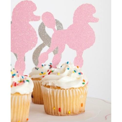 Glitter custom dog breed Poodle Cupcake Toppers wedding pets Birthdays baby shower Party treat food picks photo booth props