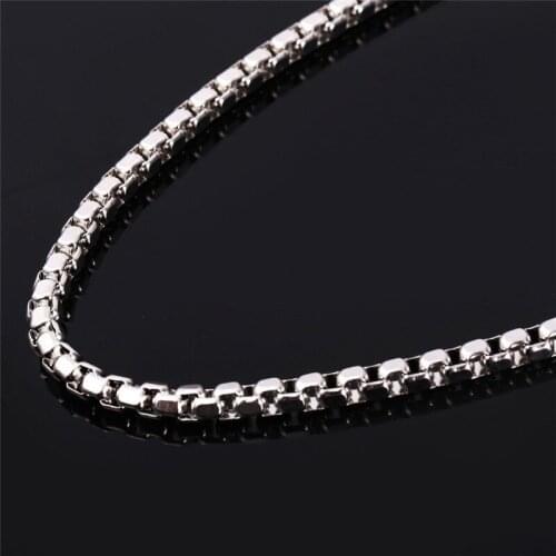10pcs BC HipHop Box Link Chain For Men Wholesale Long/Choker 3MM Stainless Steel Color Necklace Kpop Jewelry Bangle