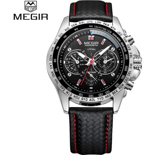 Fashion Megir Mens Watches Luxury Brand Male Clocks Military Army Man Sport Clock Leather Strap Business Quartz Men Wrist Watch