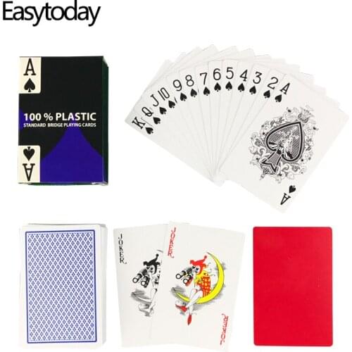 Easytoday 1Pcs/set PVC Waterproof Plastic Playing Poker Cards 2 Color Red and Blue Baccarat Texas Hold'em Club Playing Cards