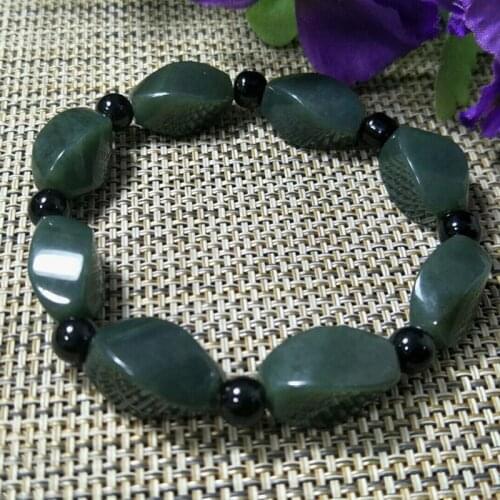Natural Hetian Jade Geometry Bead Jade Bracelet Jewelry Lucky Exorcise Evil Spirits Auspicious Amulet Fine Jewelry Jade Bracelet