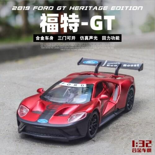 Simulation 1: 32 Ford GT door with acousto-optic alloy childrens toy car model decoration for childrens birthday gift
