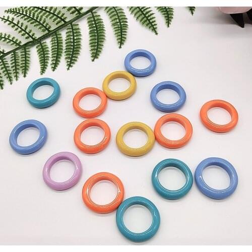 Korea Vintage Multicolor Resin Rings For Girls Chic Colorful Acrylic Geometric Round Simple Rings for Women Fashion Rings