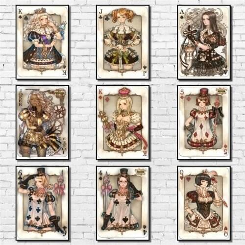 Korean Drawer MAGGI Lolita Girl Poker Poster Cartoon Painting Abstract Funny Fancy Wall Sticker for Coffee House Bar