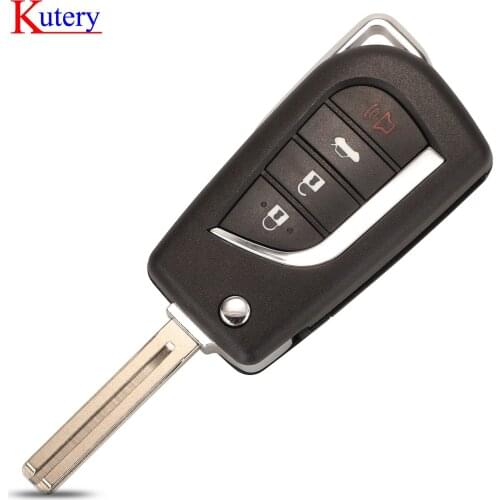 Kutery Flip Folding Remote Key Shell for Toyota Camry Corolla Key Case Toy48 4 Buttons 2018-2021