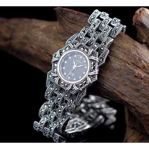 Hot Sale Silver Watch Top Brand Limited Classic S925 Silver Jewelry Watch Real Pure Silver Bracelet Watches Real Silver Bangle