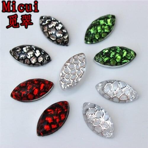 Micui 100pcs 8*16mm Mix color Horse Eye Acrylic Crystal Rhinestones Beads Flatback Sewing Buttons 2 Hole ZZ198