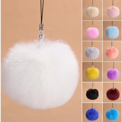 Cute Fur Pompon Keychain Pompom Car Fluffy Faux Keyring Pom Ball Phone Bag Hanging Key Rings Holders Women Charm Gifts