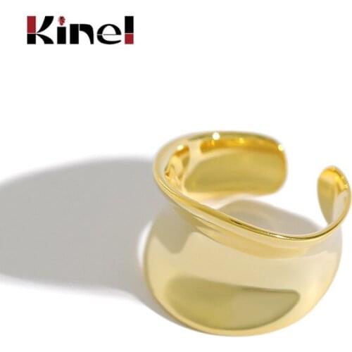 Kinel Fashion Unique Design 925 Sterling Silver Rings Wide Concave Surface INS Style Irregular Korean Silver Ring 925 Jewelry