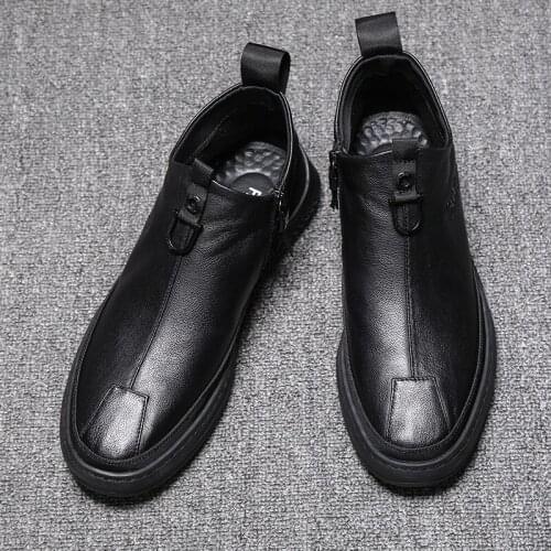 Newly Man Autumn Winter Boots Quality Microfiber Leather Shoes Black Warm Thicken Inner Boots Man Snow Leather Boots Size 38-45