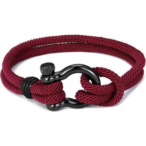 Mens U Shape Survival Bracelet Outdoor Camping Rescue Emergency Rope Bracelet for Women Black Stainless Steel Sport Buckle