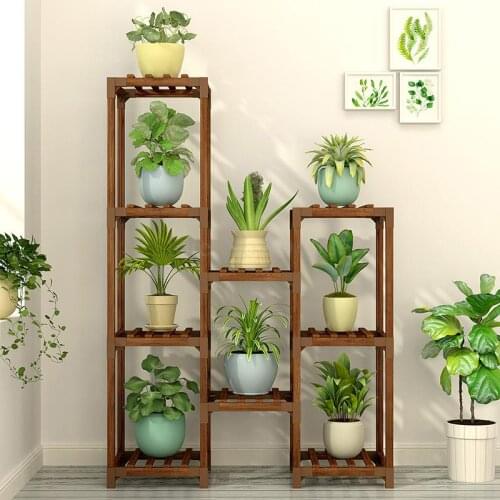 Solid wood floor-standing green single flower pot rack flower shelf multi-layer indoor special balcony home living room new