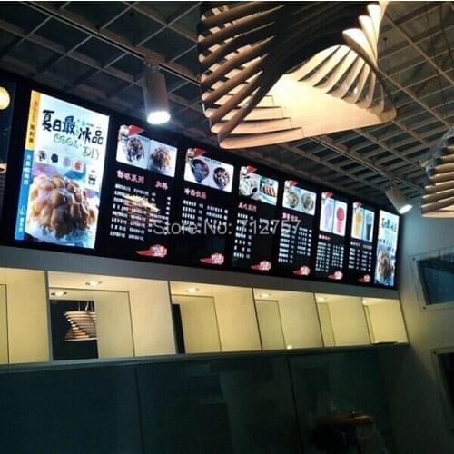 Wall Mounted Black Aluminum Magnetic Frame Led Lighted Menu Boards for Restaurant