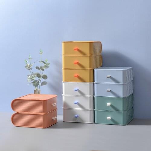 Desktop Storage Box Plastic Drawer Home Office Cosmetic Organizer Student Dormitory Organizing Storage Boxes