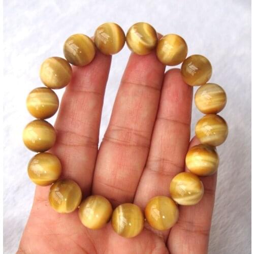 Natural Gold Tiger Eye 12mm Round Beads Stretch Bracelet Women Man Jewelry Accessories Weddings Parties Birthday Gift