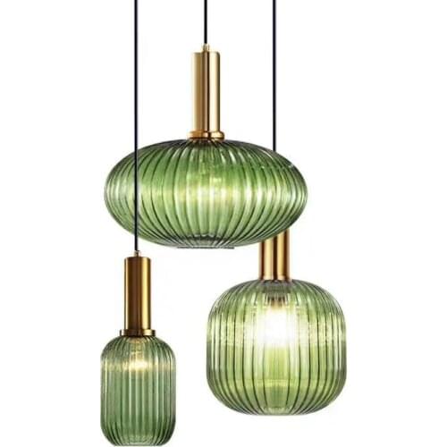 Nordic Pendant Lights Glass Bottle Hanging Lamp Green Gray Kitchen Dining Room Bar Led Pendant Lighting Suspension Luminaire