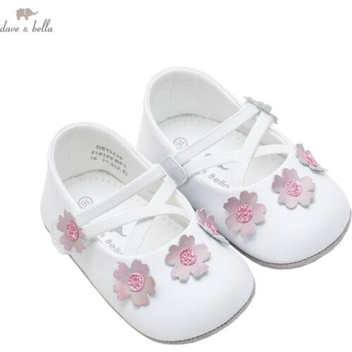 DB19438 Dave Bella autumn baby girls fashion floral appliques first walkers new born shoes