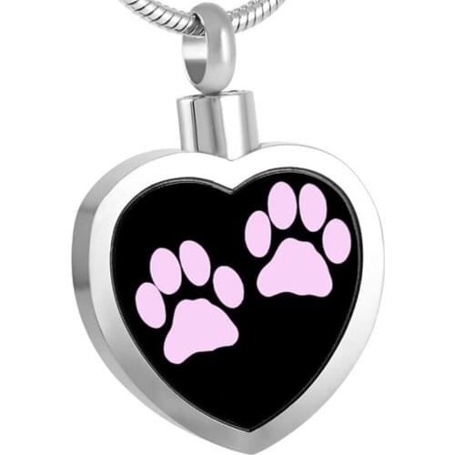 Paw Print Pet Memorial Urn Necklace Cremation Memorial Keepsakes Ashes Holder Pendant Locket+fill Kit