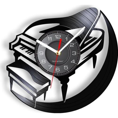 Piano Gramophone Record Wall Clock For Music Studio Pianoforte Vinyl CD Disc Wall Clock Watch Vintage Retro Music Inspired Gift