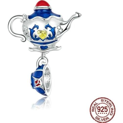 DISINIYA Plated Platinum Genuine 925 Sterling Silver Magic Teapot Pendant Charm for Bracelet or Necklace Fine Jewelry ZBSC00318