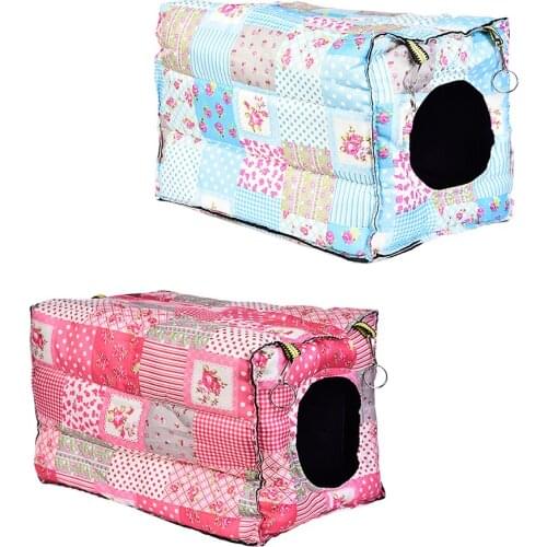 Printing Pattern Hook Design Hamster Cotton House Pet Soft Hanging Cube Cage For Hamster Small Animals Supplies