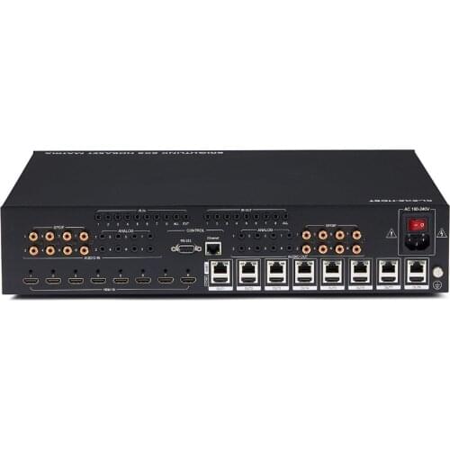 PUZHIJIE 8x8 HDbaseT 4K MATRIX SWITCHER with 8 Receivers & Audio Matrix CAT6 CAT5e HDMI HDCP2.2 Support RS232 control