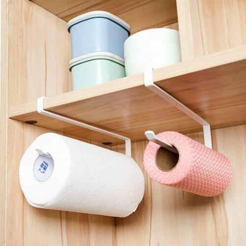 Storage Rack functional Under Cabinet Paper Towel Holder Roll Paper Rack Stainless Metal kitchen organizer