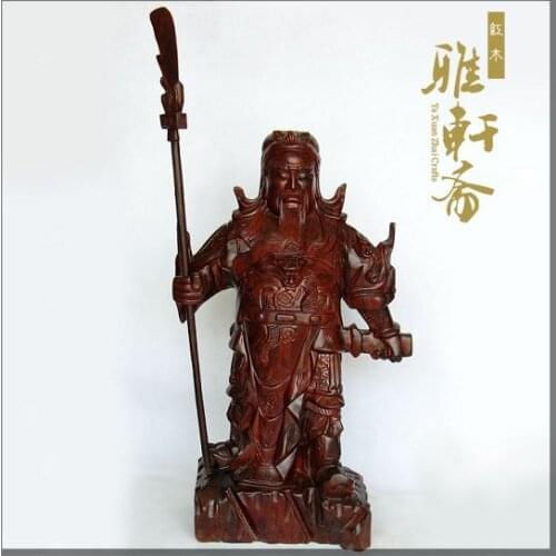 Vietnam mahogany crafts wood carved ornaments Home Furnishing lucky Guan Wu god Buddha Tuba 80cm