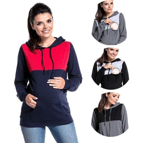 Womens hoodie Nursing Maternity Hoodies for Pregnant Women Breastfeeding Pregnancy Hooded Top Maternity Lactation Sweater