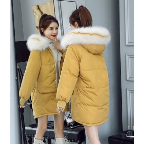 2021 winter new cotton coat women loose long section large fur collar thick fashion jacket down jacket female cotton coat W850