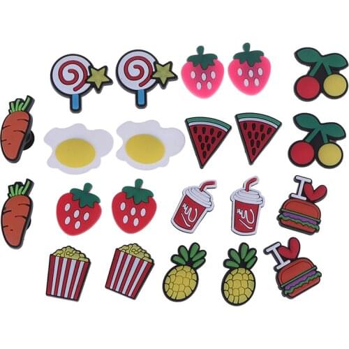 1 Set=10pcs Croc Ice Cream Shoes Buckle PVC Novelty Bowties Food Shoes Decoration Fit For Garden Shoes Sandals Kids Gifts Girls