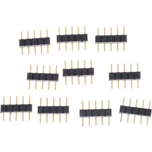 10pcs/lot DIY Small Part For 3528 5050 RGBW RGBWW LED Strip Light Tape Lamp 5pin RGBW LED Connector 5 Pin Needle Male Double