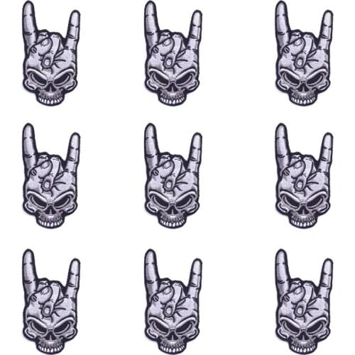 10pcs diy Punk fingers Skeleton Embroidered Patches For Clothing Sewing Badges Skull Patch Iron On Patches On Clothes Applique