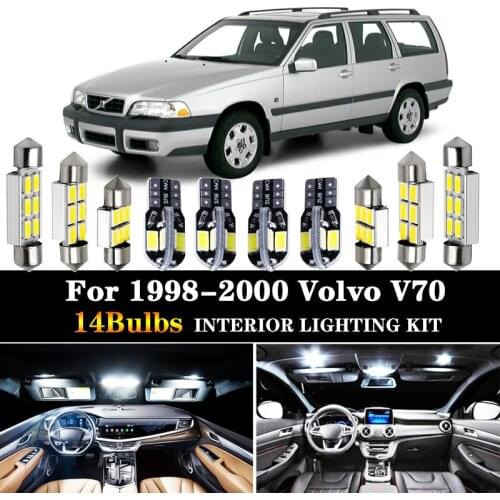 14Pcs White Canbus LED Lamp Car Bulbs Interior Package Kit For 1998-2000 Volvo V70 Estate Wagon Map Dome Trunk Plate Light