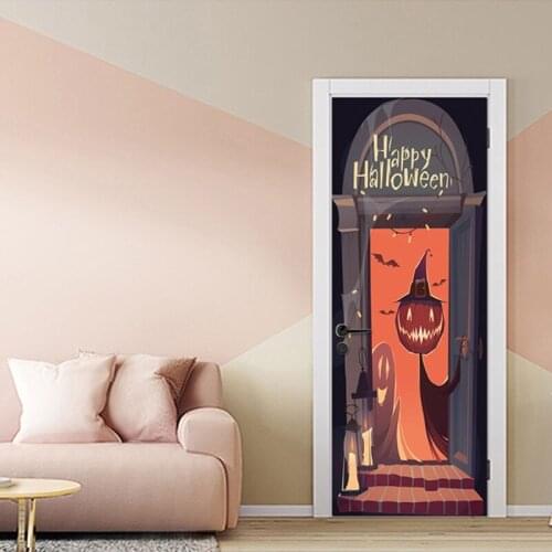 2pcs/set Pumpkin Ghost Halloween Window Door Sticker Wall Mural Decal Home Decor