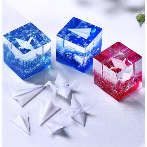 3pcs DIY Crystal Epoxy Filler Starry Sky Landscape Sky Ocean Filler 3D Mini Paper Crane Paper Airplane Model