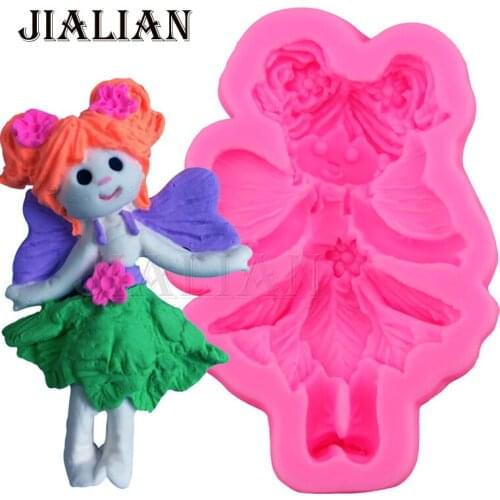 3D Lovely angel girl\Flower Fairy Fondant chocolate silicone mold for cake decorating tools kitchen Baking accessories T-0867