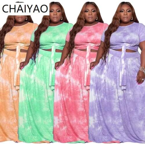 49A6714 New Design 5XL Plus Size Dress Women Two Piece Sets Women Skirt Womens Fashion Gradient Casual Loose Dress Suit