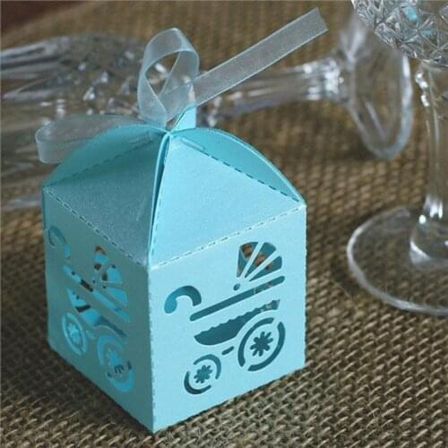 50pcs/Lot Candy Box Wedding Gift Packaging Bags With Ribbon Mariage Anniversaire Baby Shower Eid Mubarak Party Favors For Guests