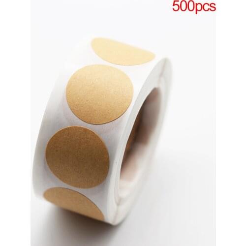 500pcs 1Inch Round Blank Natural Kraft Stickers DIY Multifunction Paper Labels Gift Box Package Scrapbooking Stationery Sticker